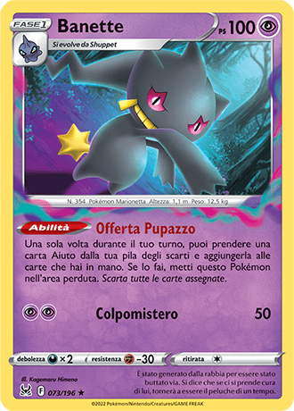 Banette 073/196 - ITA - Near Mint - Spada e Scudo - Origine Perduta - Carta Pokemon