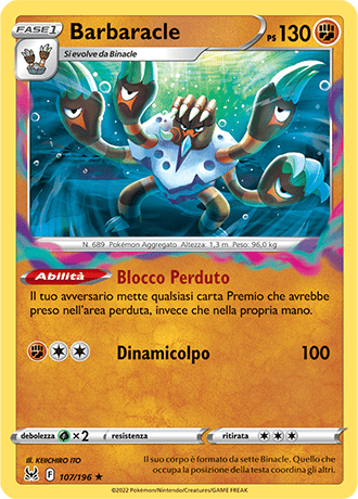 Barbaracle 107/196 Reverse Holo - ITA - Near Mint - Spada e Scudo - Origine Perduta - Carta Pokemon