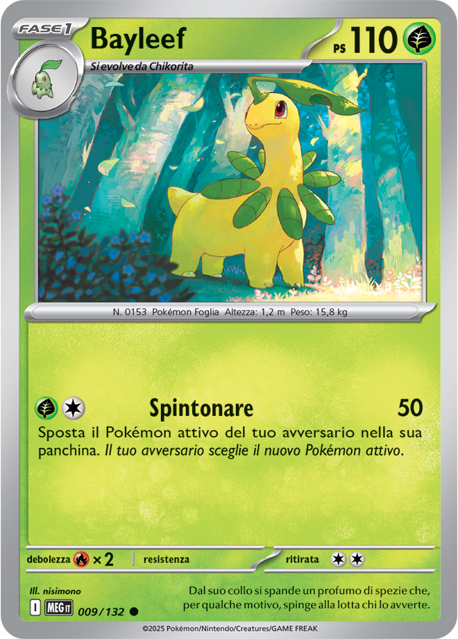 Bayleef MEG 009/132 Reverse Holo - ITA - Near Mint - Megaevoluzione - Carta Pokemon