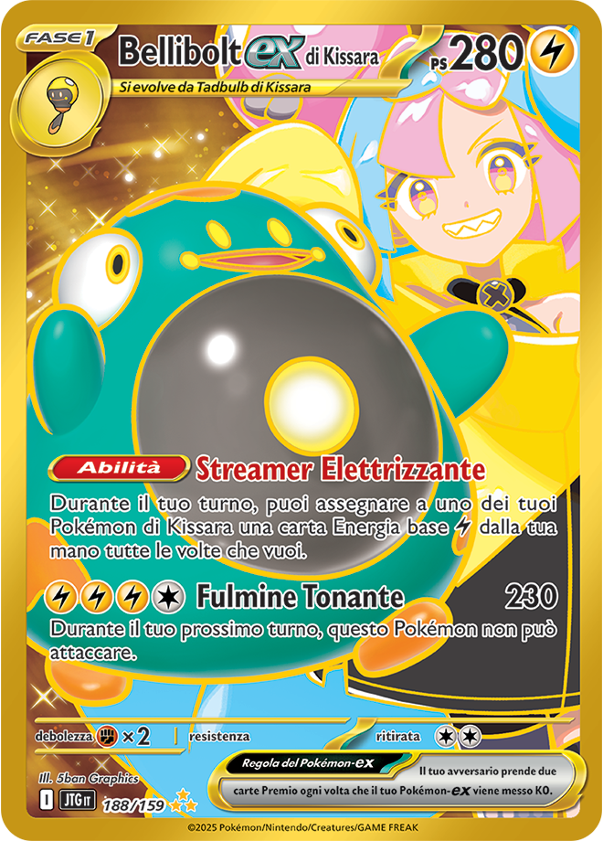 Bellibolt-ex di Kissara 188/159 Segreta Oro - ITA - Near Mint - Scarlatto e Violetto - Avventure Insieme - Carta Pokemon