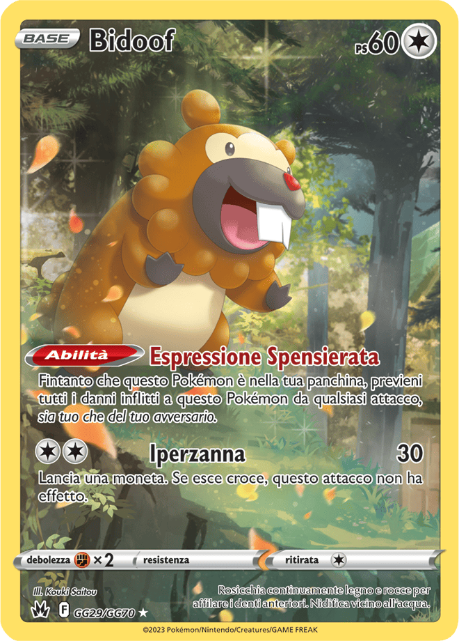 Bidoof GG29/GG70 Galleria di Galar - ITA - Near Mint - Spada e Scudo - Zenit Regale - Carta Pokemon