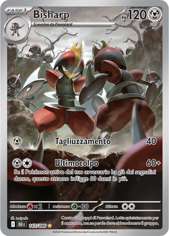 375Bisharp BLK 143/086 - ITA - Near Mint - Scarlatto e Violetto - Luce Nera - Carta Pokemon