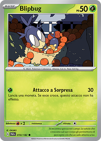 Blipbug 010/182 Reverse Holo - ITA - Near Mint - Scarlatto e Violetto - Paradosso Temporale - Carta Pokemon