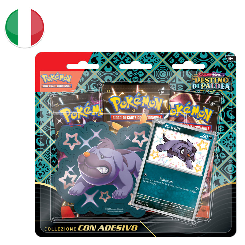 Blister da 3 Bustine con Adesivo Maschiff - Scarlatto e Violetto - Destino di Paldea - ITA