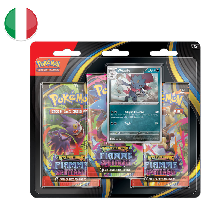 (MAX 1 pz) Blister da 3 Bustine Weavile - Megaevoluzione - Fiamme Spettrali - ITA