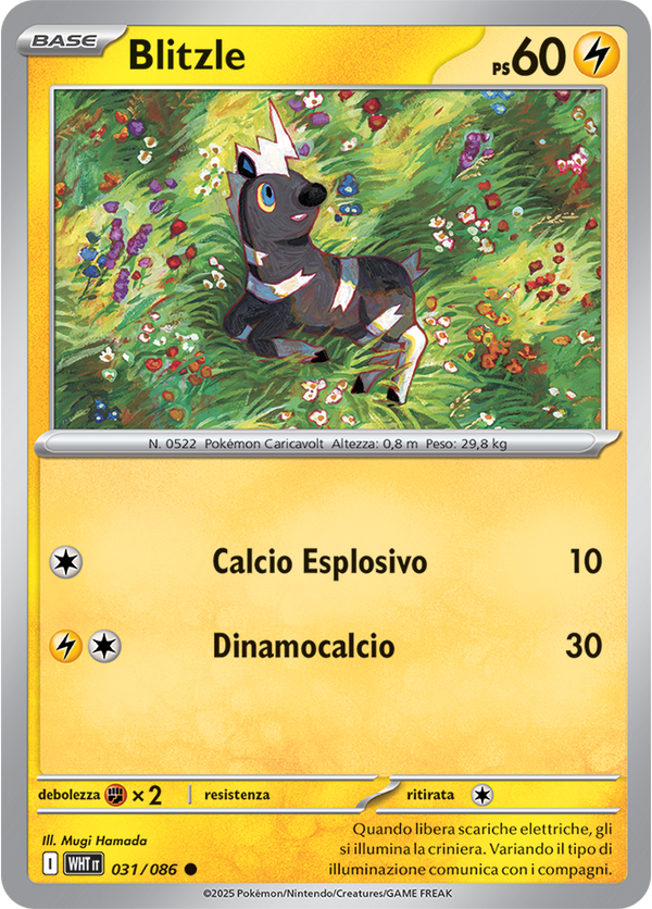 Blitzle WHT 031/086 Reverse Holo - ITA - Near Mint - Scarlatto e Violetto - Fuoco Bianco - Carta Pokemon