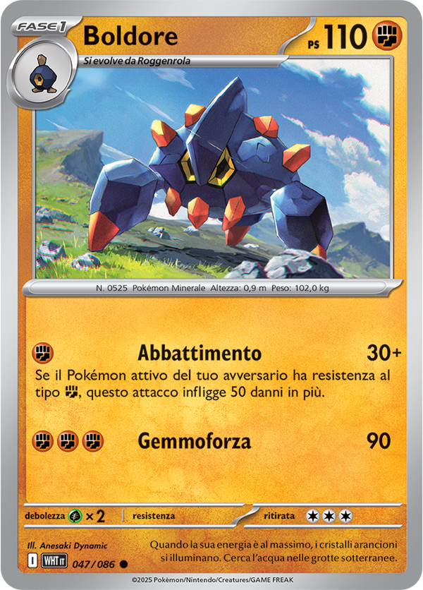 Boldore WHT 047/086 - ITA - Near Mint - Scarlatto e Violetto - Fuoco Bianco - Carta Pokemon