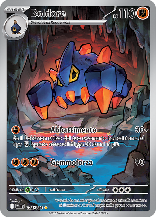 Boldore WHT 128/086 - ITA - Near Mint - Scarlatto e Violetto - Fuoco Bianco - Carta Pokemon