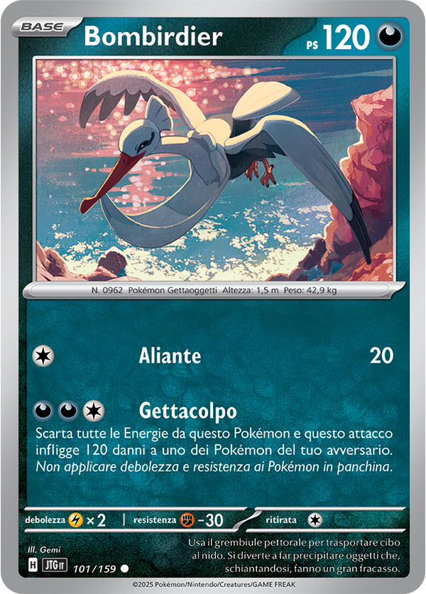 Bombirdier JTG 101/159 Reverse Holo - ITA - Near Mint - Scarlatto e Violetto - Avventure Insieme - Carta Pokemon