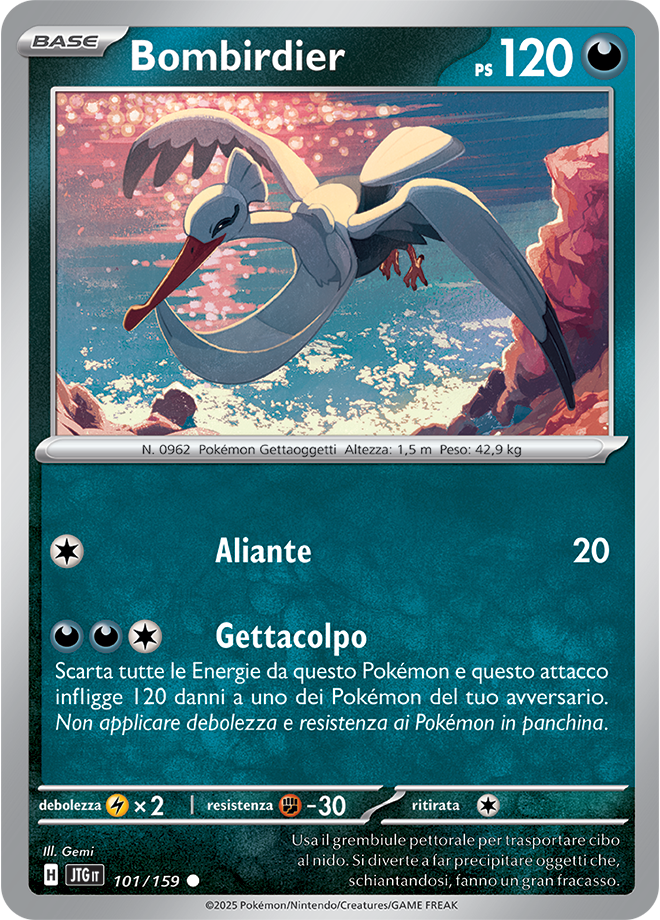 Bombirdier JTG 101/159 Reverse Holo - ITA - Near Mint - Scarlatto e Violetto - Avventure Insieme - Carta Pokemon