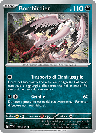 Bombirdier 138/198 Reverse Holo - ITA - Near Mint - Scarlatto e Violetto - Carta Pokemon
