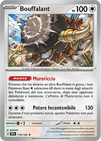 Bouffalant 119/142 Holo - ITA - Near Mint - Scarlatto e Violetto - Corona Astrale - Carta Pokemon