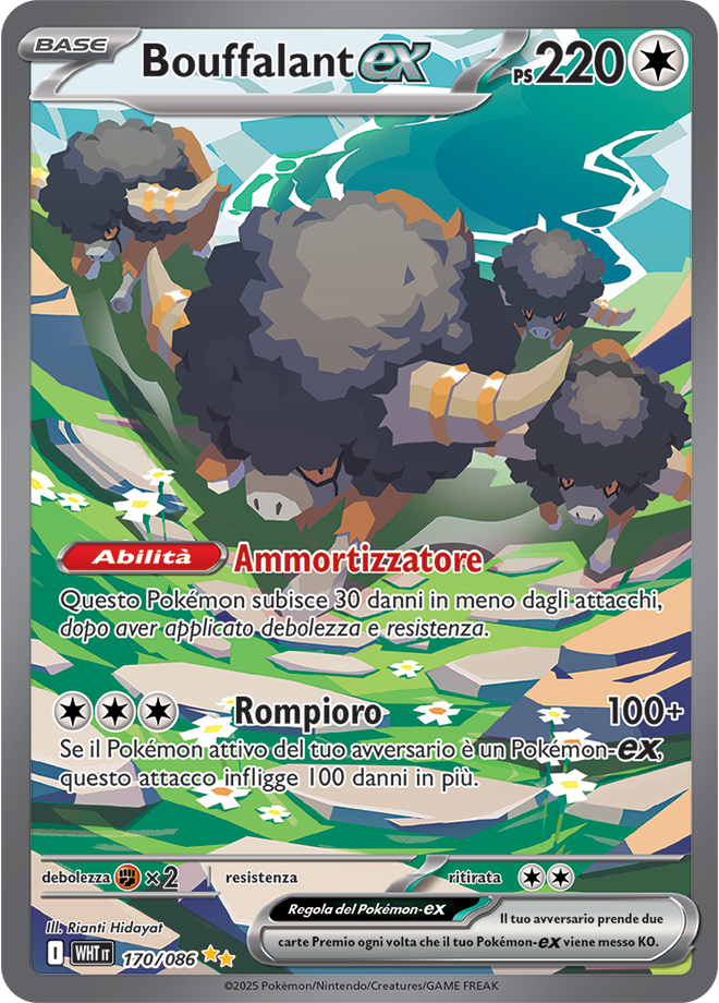 Bouffalant-ex WHT 170/086 Alternative Art - ITA - Near Mint - Scarlatto e Violetto - Fuoco Bianco - Carta Pokemon