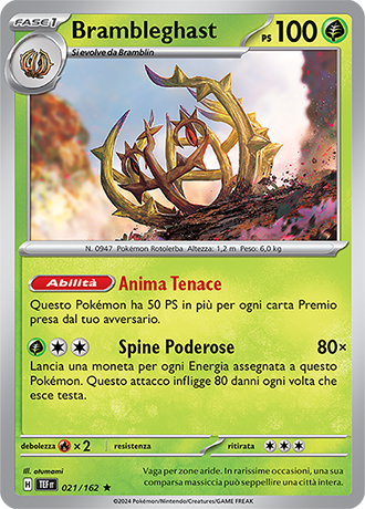 Brambleghast 021/162 Reverse Holo - ITA - Near Mint - Scarlatto e Violetto - CronoForze - Carta Pokemon