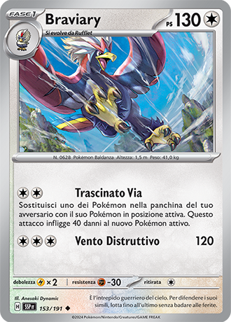 Braviary 153/191 - ITA - Near Mint - Scarlatto e Violetto - Scintille Folgoranti - Carta Pokemon