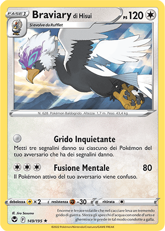 Braviary di Hisui 149/195 Reverse Holo - ITA - Near Mint - Spada e Scudo - Tempesta Argentata - Carta Pokemon