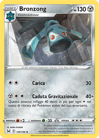Bronzong 126/196 Reverse Holo - ITA - Near Mint - Spada e Scudo - Origine Perduta - Carta Pokemon