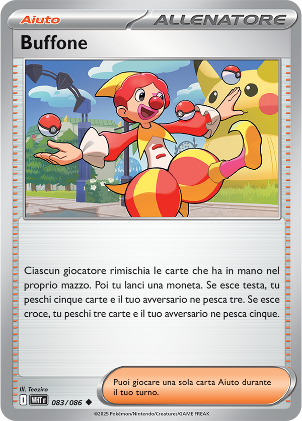 Buffone WHT 083/086 Reverse Holo - ITA - Near Mint - Scarlatto e Violetto - Fuoco Bianco - Carta Pokemon