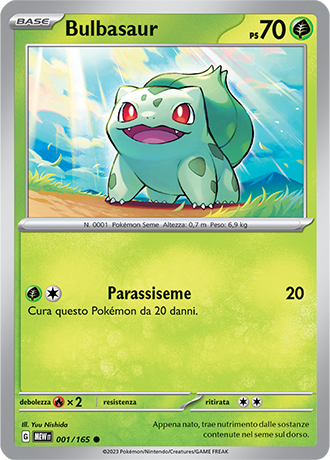 Bulbasaur 001/165 - ITA - Mint - Scarlatto e Violetto - 151 - Carta Pokemon