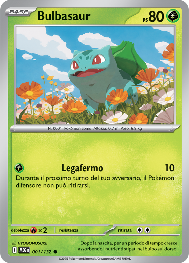 Bulbasaur MEG 001/132 Reverse Holo - ITA - Near Mint - Megaevoluzione - Carta Pokemon