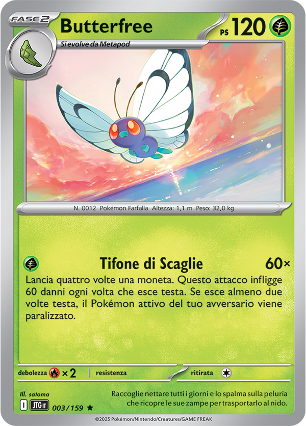 Butterfree 003/159 Reverse Holo - ITA - Near Mint - Scarlatto e Violetto - Avventure Insieme - Carta Pokemon