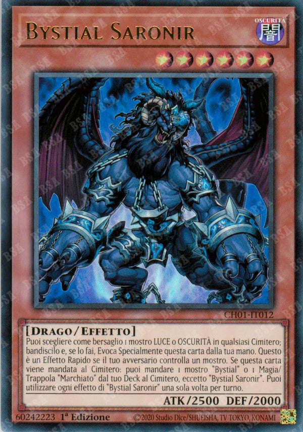 Bystial Saronir CH01-IT012 Ultra Rare - 1a Edizione - ITA - Near Mint - I Deck delle Cronache: il Caduto & la Virtuosa - Carta Yu-Gi-Oh!