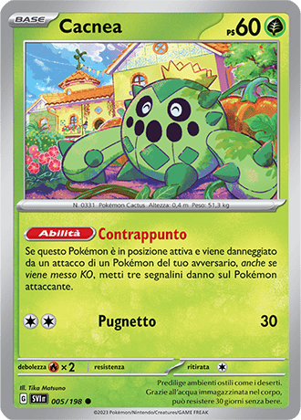 Cacnea 005/198 Reverse Holo - ITA - Near Mint - Scarlatto e Violetto - Carta Pokemon