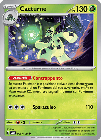 Cacturne 006/198 Reverse Holo - ITA - Near Mint - Scarlatto e Violetto - Carta Pokemon