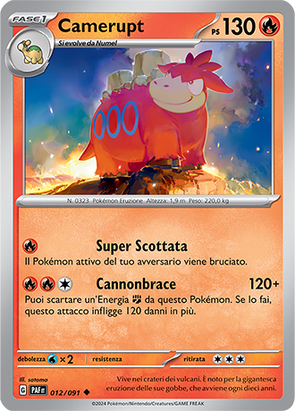 Camerupt 012/091 Reverse Holo - ITA - Near Mint - Scarlatto e Violetto - Destino di Paldea - Carta Pokemon