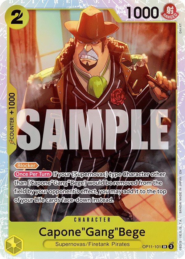 Capone"Gang"Bege OP11-101 V1 - Character Giallo Super Rare - Near Mint - A Fist of Divine Speed - Carta One Piece Card Game