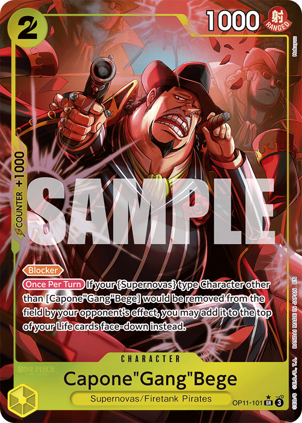 Capone"Gang"Bege OP11-101 V2 - Character Giallo Alternate Art - Near Mint - A Fist of Divine Speed - Carta One Piece Card Game