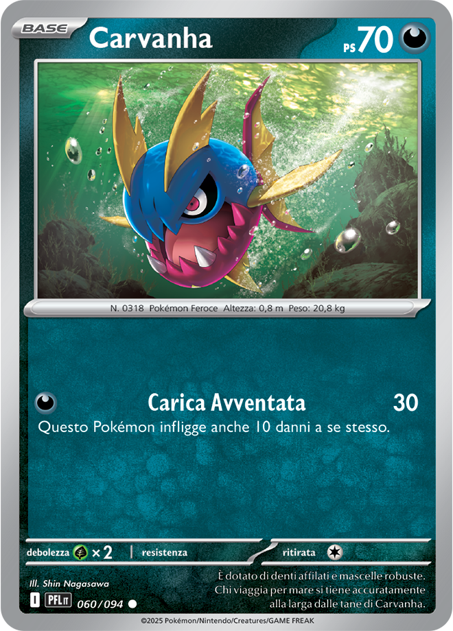 Carvanha PFL 060/094 - ITA - Near Mint - Megaevoluzione - Fiamme Spettrali - Carta Pokemon