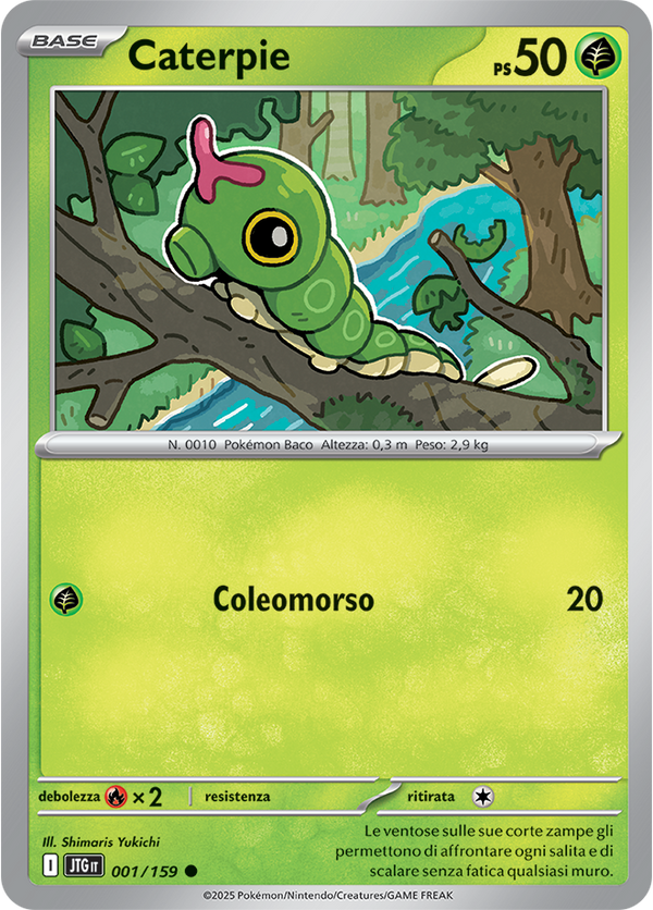 Caterpie 001/159 Reverse Holo - ITA - Near Mint - Scarlatto e Violetto - Avventure Insieme - Carta Pokemon
