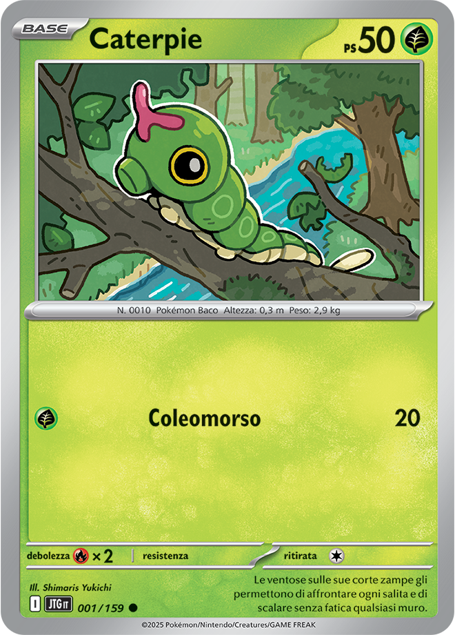 Caterpie 001/159 Reverse Holo - ITA - Near Mint - Scarlatto e Violetto - Avventure Insieme - Carta Pokemon
