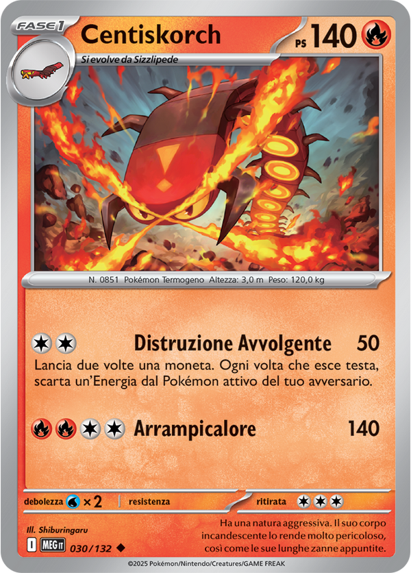 Centiskorch MEG 030/132 - ITA - Near Mint - Megaevoluzione - Carta Pokemon