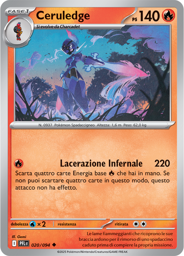 Ceruledge PFL 020/094 - ITA - Near Mint - Megaevoluzione - Fiamme Spettrali - Carta Pokemon