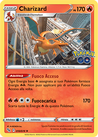 Charizard 010/078 Reverse Holo - ITA - Near Mint - Spada e Scudo - Pokemon GO - Carta Pokemon