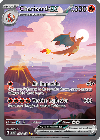 Charizard EX 199/165 Alternative Art - ITA - Near Mint - Scarlatto e Violetto - 151 - Carta Pokemon