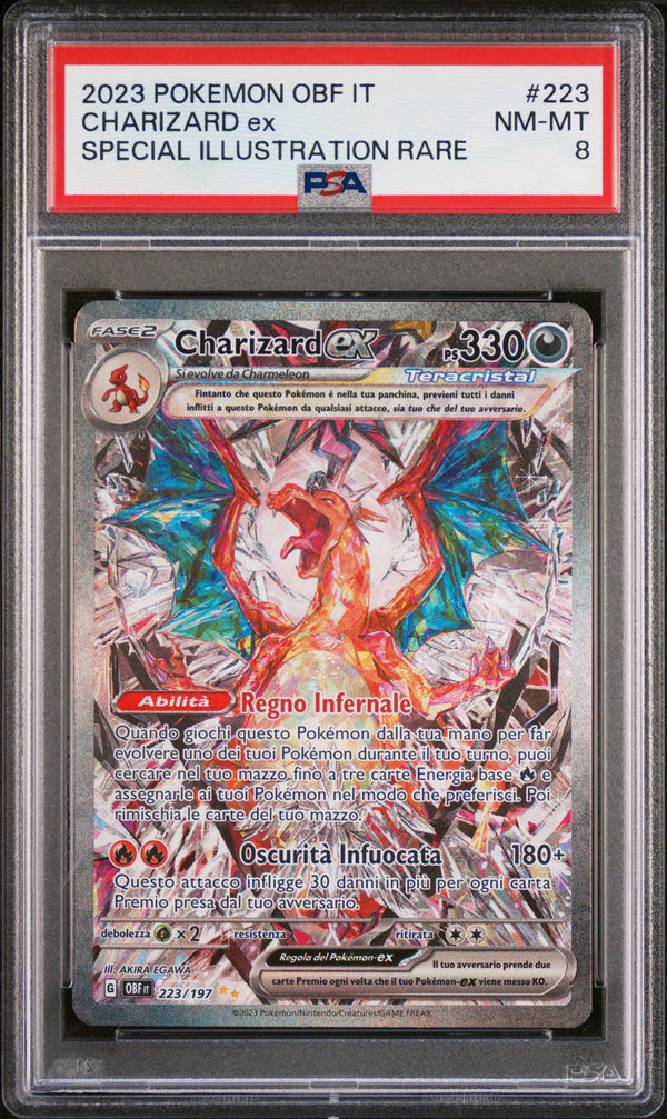Charizard-ex 223/197 Alternative Art - ITA - Mint - Gradata PSA 8 - Scarlatto e Violetto - Ossidiana Infuocata - Carta Pokemon