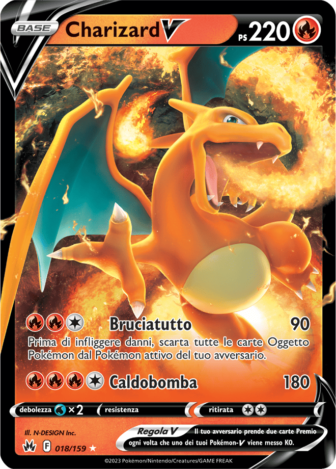 Charizard V 018/159 - ITA - Mint - Spada e Scudo - Zenit Regale - Carta Pokemon