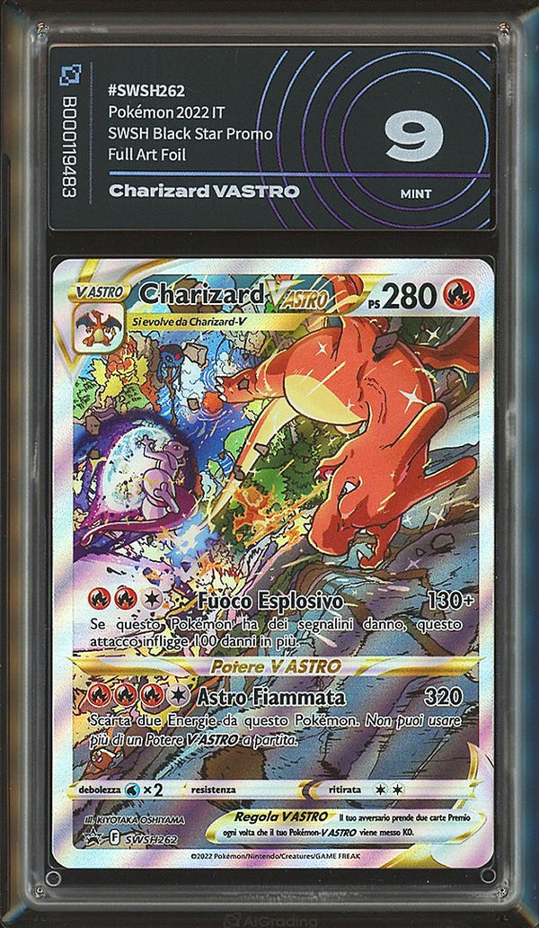 Charizard-V ASTRO SWSH 262 - ITA - Mint - Gradata AiGrading 9 - Promo Spada e Scudo - Carta Pokemon