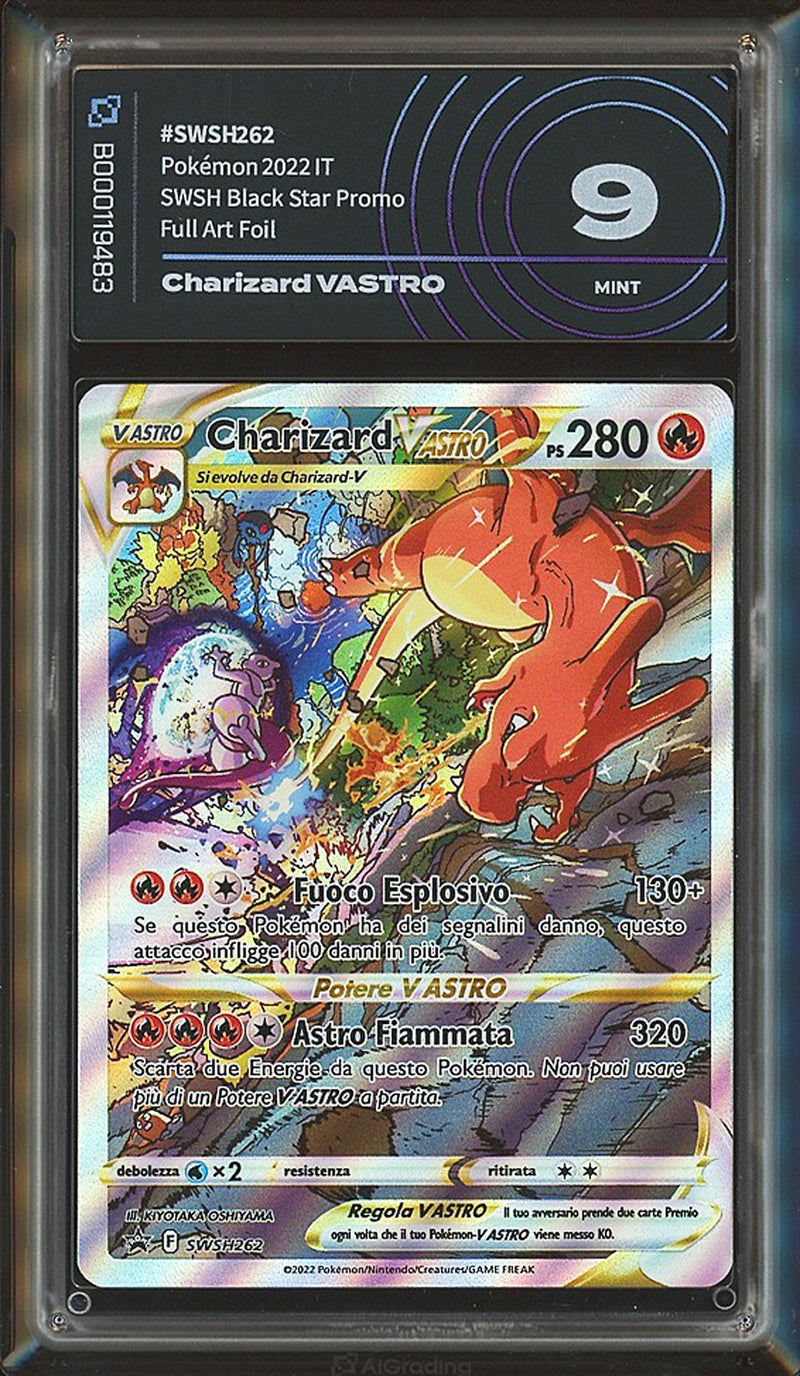 Charizard-V ASTRO SWSH 262 - ITA - Mint - Gradata AiGrading 9 - Promo Spada e Scudo - Carta Pokemon