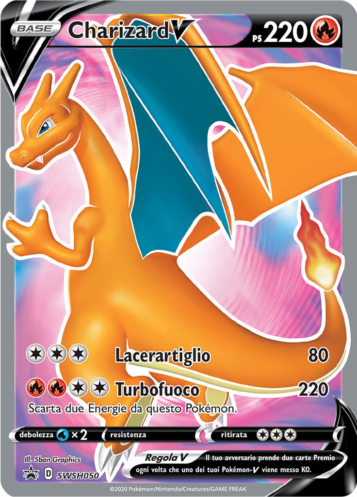 Charizard V SWSH050 Full Art - ITA - Mint Sigillata - Spada e Scudo - Promo - Carta Pokemon