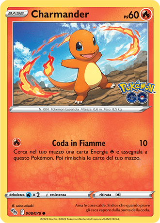 Charmander 008/078 - ITA - Near Mint - Spada e Scudo - Pokemon GO - Carta Pokemon