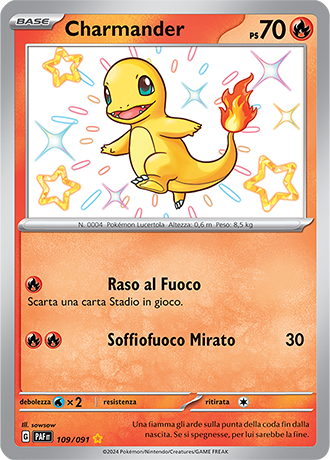 Charmander Shiny 109/091 - ITA - Near Mint - Scarlatto e Violetto - Destino di Paldea - Carta Pokemon