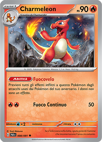 Charmeleon 008/091 Reverse Holo - ITA - Near Mint - Scarlatto e Violetto - Destino di Paldea - Carta Pokemon
