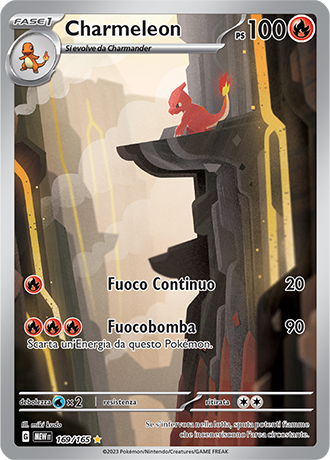 Charmeleon 169/165 Illustrazione Rara - ITA - Near Mint - Scarlatto e Violetto - 151 - Carta Pokemon