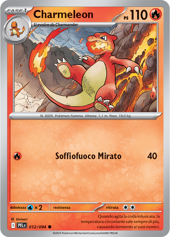 Charmeleon PFL 012/094 Reverse Holo - ITA - Near Mint - Megaevoluzione - Fiamme Spettrali - Carta Pokemon