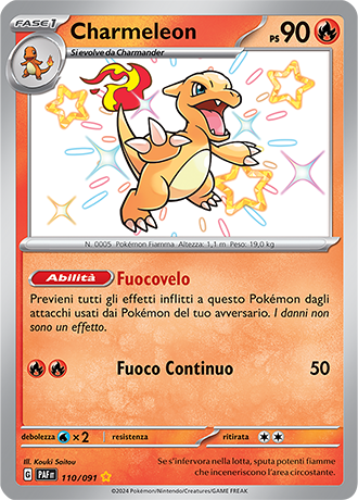 Charmeleon Shiny 110/091 - ITA - Near Mint - Scarlatto e Violetto - Destino di Paldea - Carta Pokemon