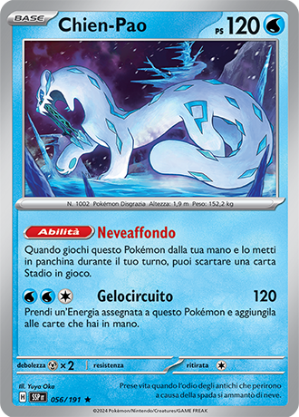Chien-Pao 056/191 Reverse Holo - ITA - Near Mint - Scarlatto e Violetto - Scintille Folgoranti - Carta Pokemon